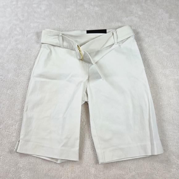 Attyre Pants - Attyre Petite Samantha Shorts White Bermuda Belted Stretch 122J181 Womens 2P NEW